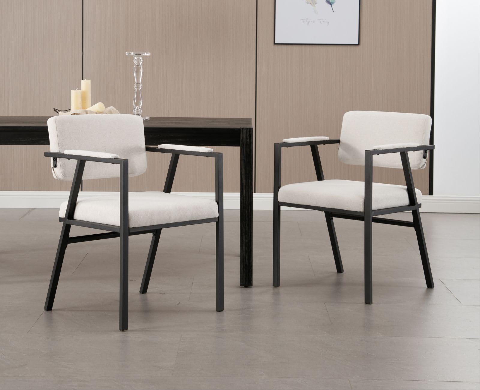 chairus Set di 2 Sedie da Cucina Moderne Sedie da Pranzo in Tessuto, Beige