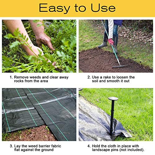 SEKKVY 4ft x 150ft Heavy Duty Landscape Fabric, Weed Control Ground Cover Garden Weed Barrier Gardening Mat, Ground Cover for Yard, Flower Bed, Garden Stakes