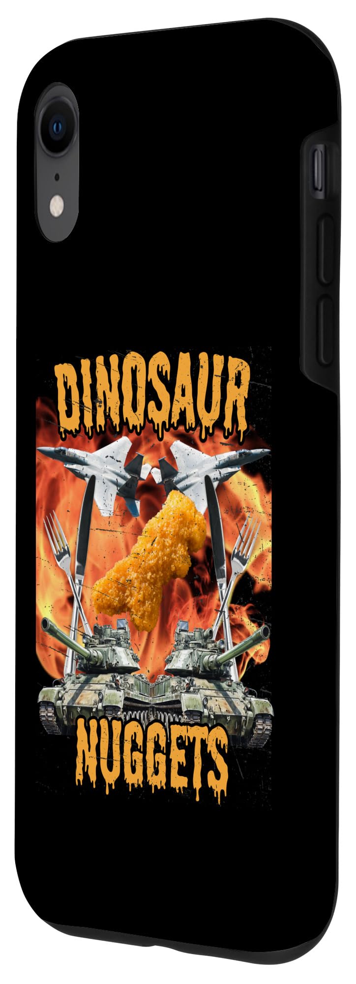 iPhone XR Funny Dinosaur Chicken Nugget Bootleg Hardcore Flames Meme Case - Image 2