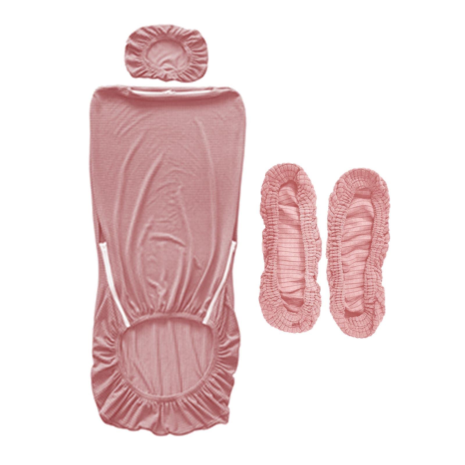 Fundas de Asiento de Silla de Oficina extraíbles con Funda de reposacabezas Funda de Silla de Escritorio Funda de sillón giratoria elástica elástica, Rosado