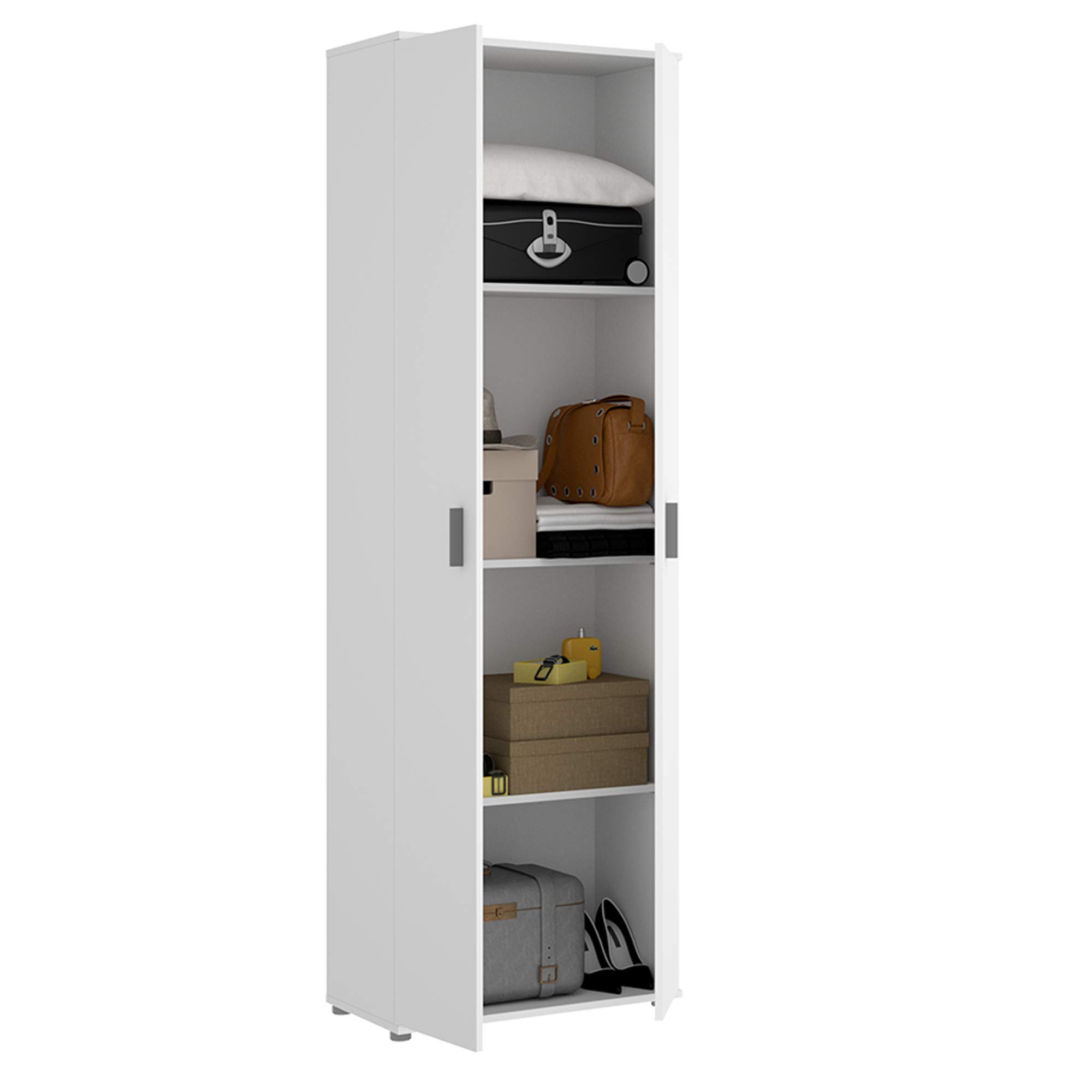DEKIT GRUPO RIMOBEL FIT - ARMARIO MULTIUSOS DE 2 PUERTAS CON 3 ESTANTES - 190x61x35 cm - BLANCO