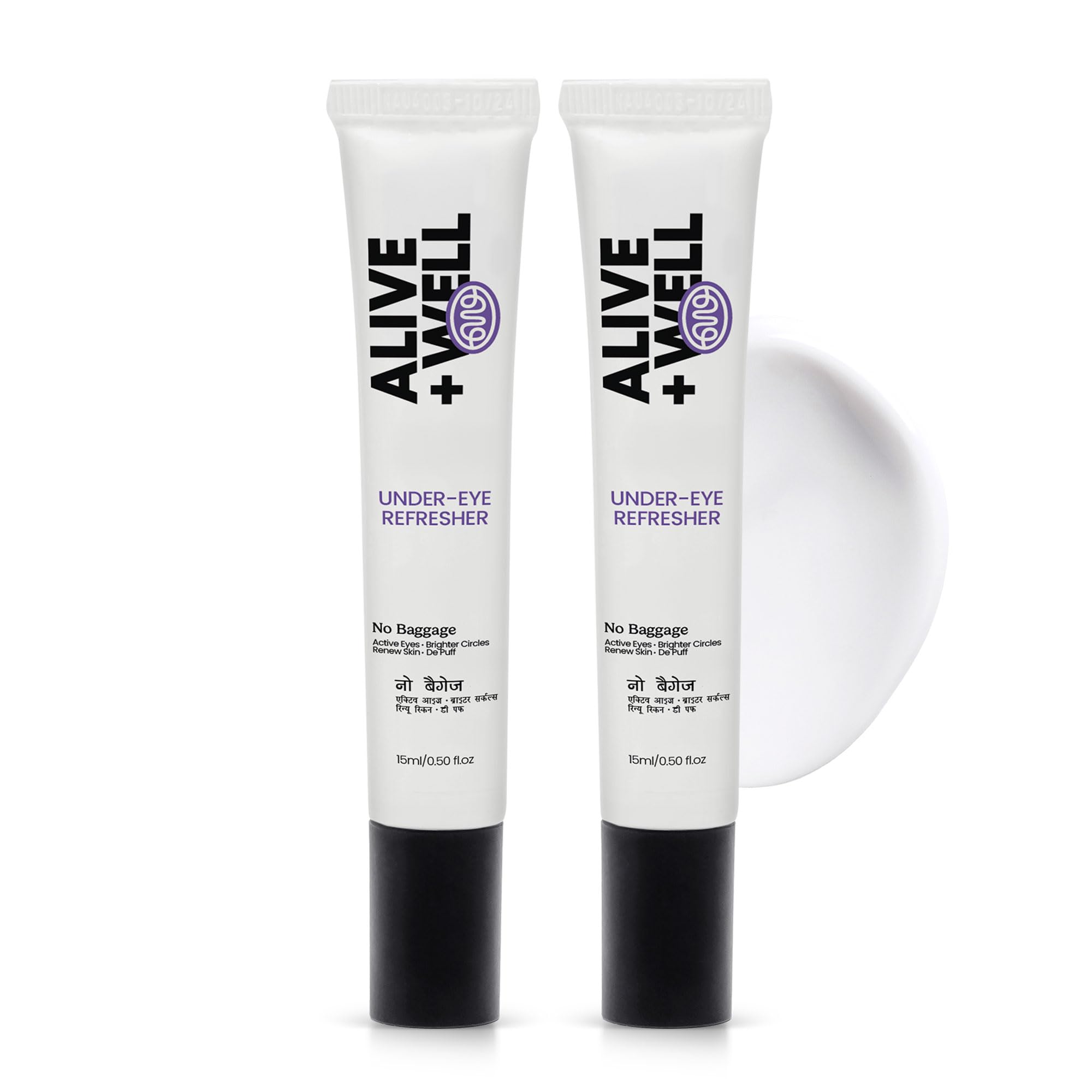 Alive + Well No Baggage Under Eye Cream Gel for Dark Circles & Puffiness, with Caffeine & Tripeptides, Reduces Fine Lines & Crows Feet, Dermatologist Crafted, Cooling Massage Applicator -15ml — Amazon image 9