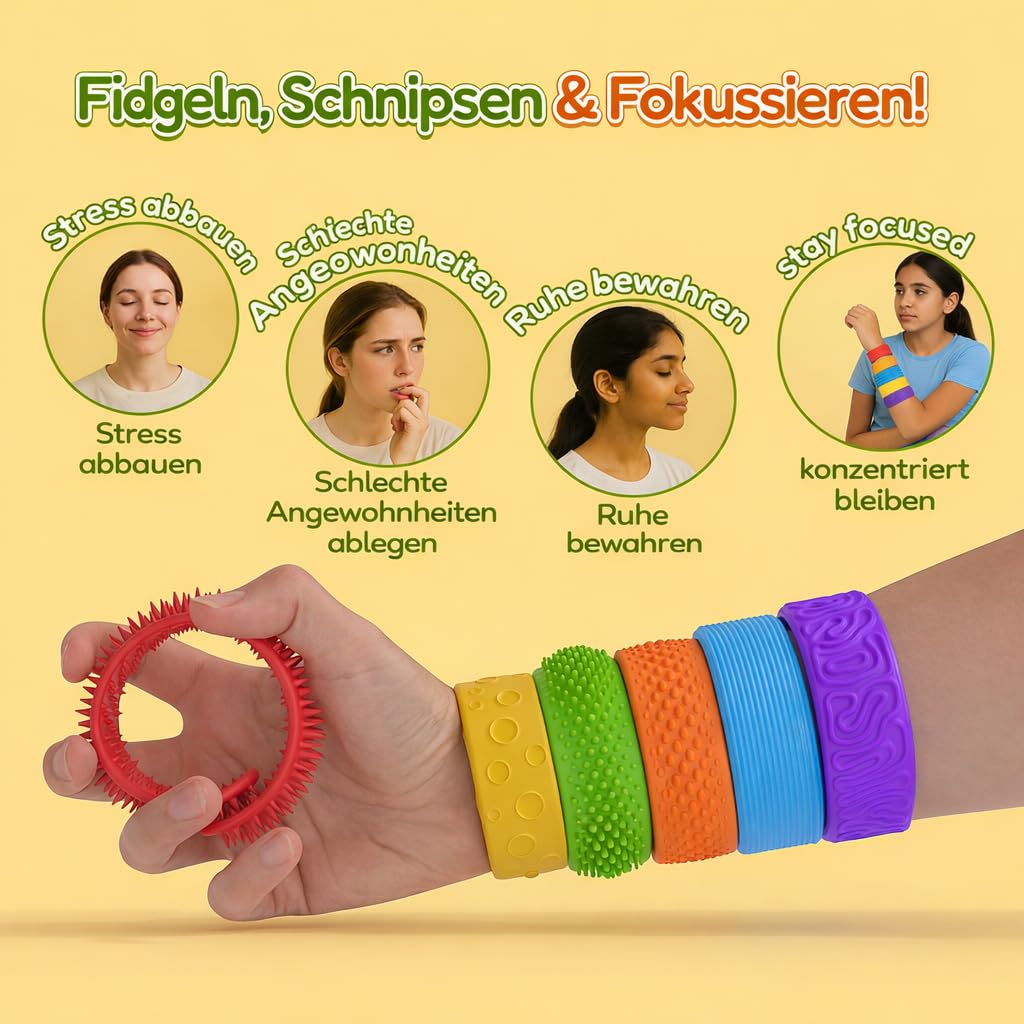 Sensory Slap Bracelets Fidget Toys for Kids&Adults,6Pcs Fidget Bracelet Stress Relief Sensory Toys for Autism ADHD Anxiety Aid Classroom Rewards - Image 4