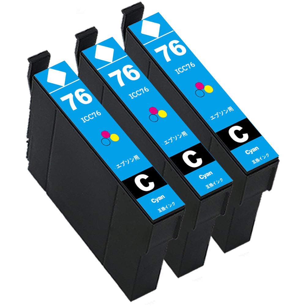 Amazon.co.jp: For Epson IC4CL76 ICC76 x 3 [Cyan 3 Pack