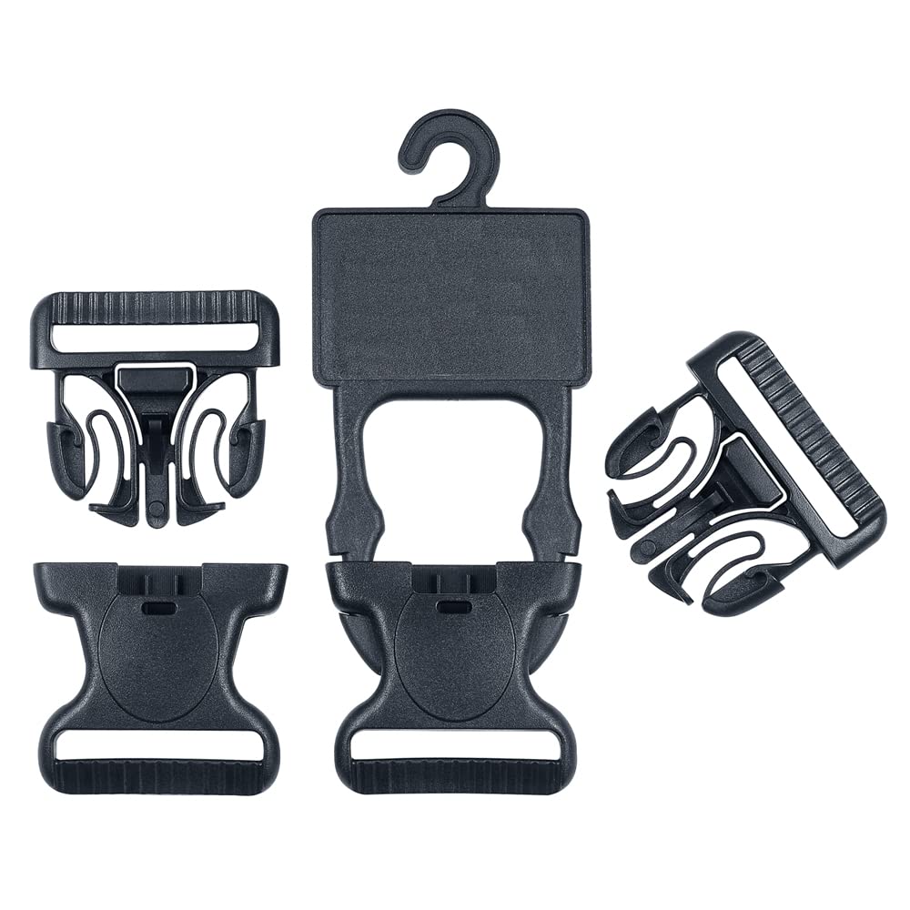 SdTacDuGe Replacement Strong Duty Belt Buckle System for 2.0inches police Duty Belt, Triple Lock(2 Pack) +Heavy Duty Belt Hanger(1 Pack) Black (Black)