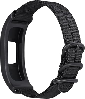 C2D JOY Canvas Nylon Bands Compatible with Garmin Vivosmart 4 tracker Replacement Bands with Case-Black