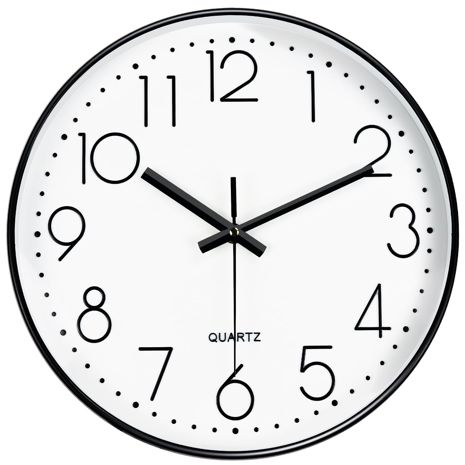 Mabpedo Modern Silent Wall Clock - 12 Inch Wall Clocks Battery Operated Large Number, Non-Ticking Analog Clock with Tempered Glass Quartz Clocks for Living Room Bedroom Office Kitchen, White Black