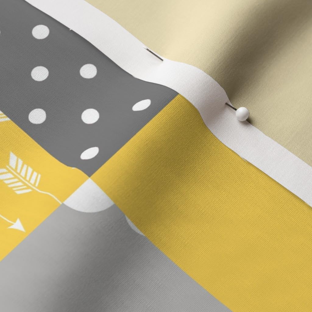 Spoonflower Fabric - Organic Knit Eco Friendly Cheater Quilt Yellow Gray Nursery Gender Printed on Cotton Poplin Fabric by The Yard - Sewing Shirting Quilting Dresses Apparel Crafts