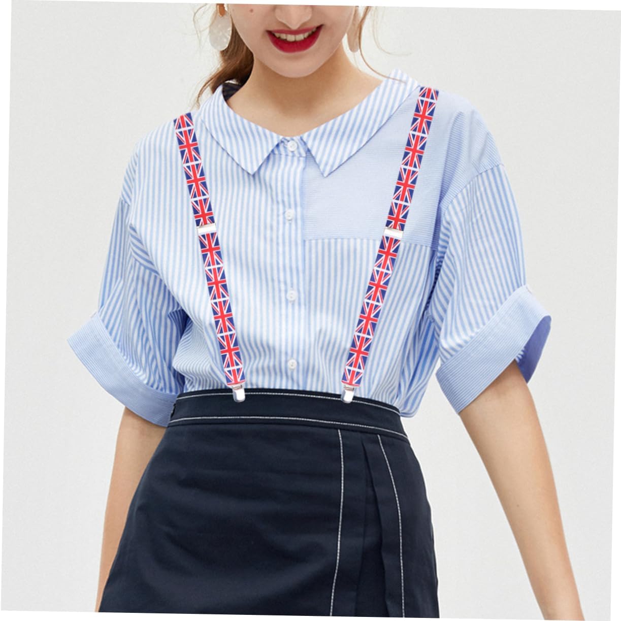 CALLARON Strong Clips Adjustable Braces Unisex Elastic Suspenders for Pants Printing Suspenders Uk Flag