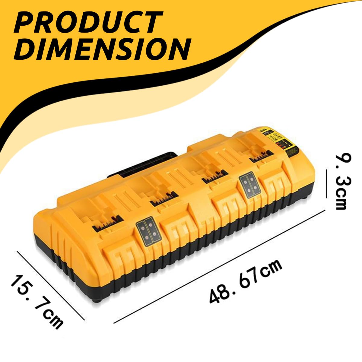 Cargador de Batería de 4 Puerto Compatible con Dewalt, Cargador Rápido de Iones de Litio de 3,0 A, 12 V, 18 V, 20 V máx., con Dos Puertos USB de 2,1 A