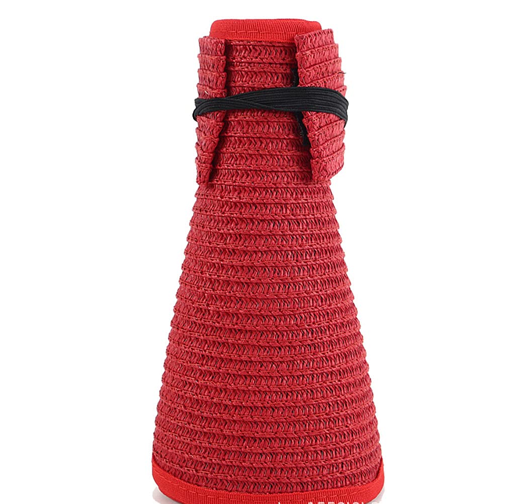 Women’s Summer Foldable Straw Sun Visor w/Cute Bowtie Comfortable Beach Cap