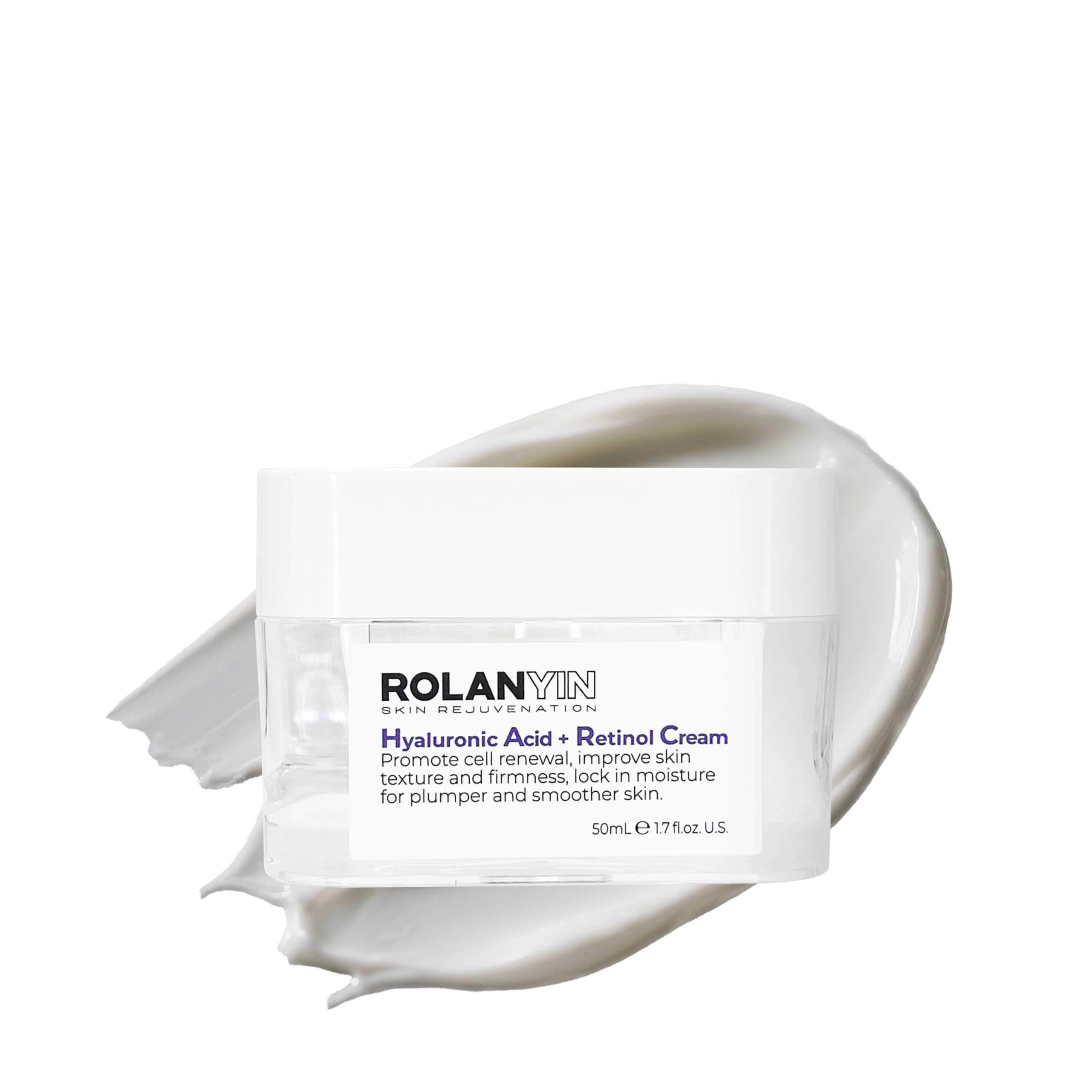 ROLANYIN Hyaluronic Acid + Retinol Cream Anti Aging and Deep Hydration Nourishing Wrinkle Reduction and Smoothing Formula for Improved Skin Texture