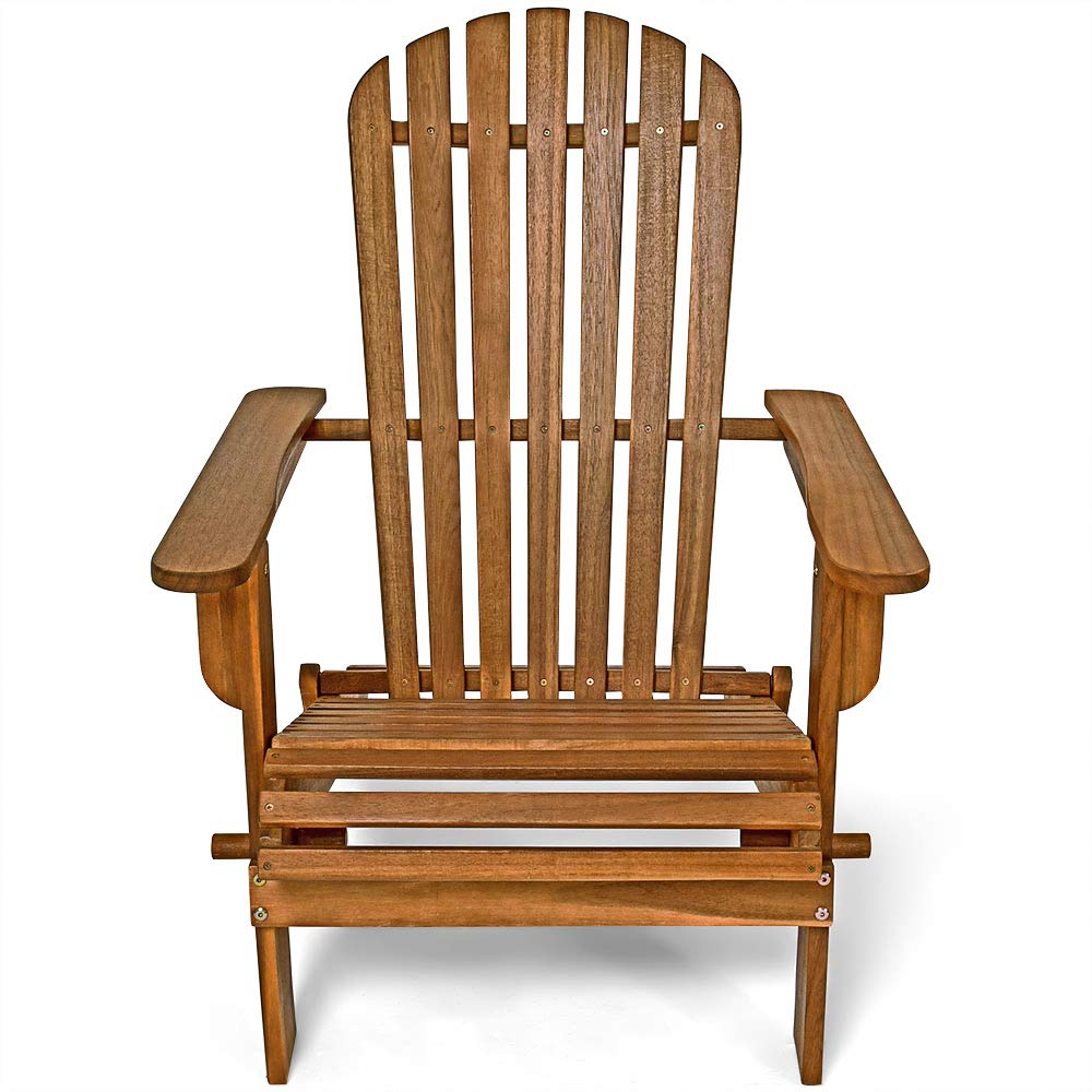 Deuba® Sedia prendisole relax Adirondack in legno d' acacia pieghevole estremità arrotondate per giardino o terrazza
