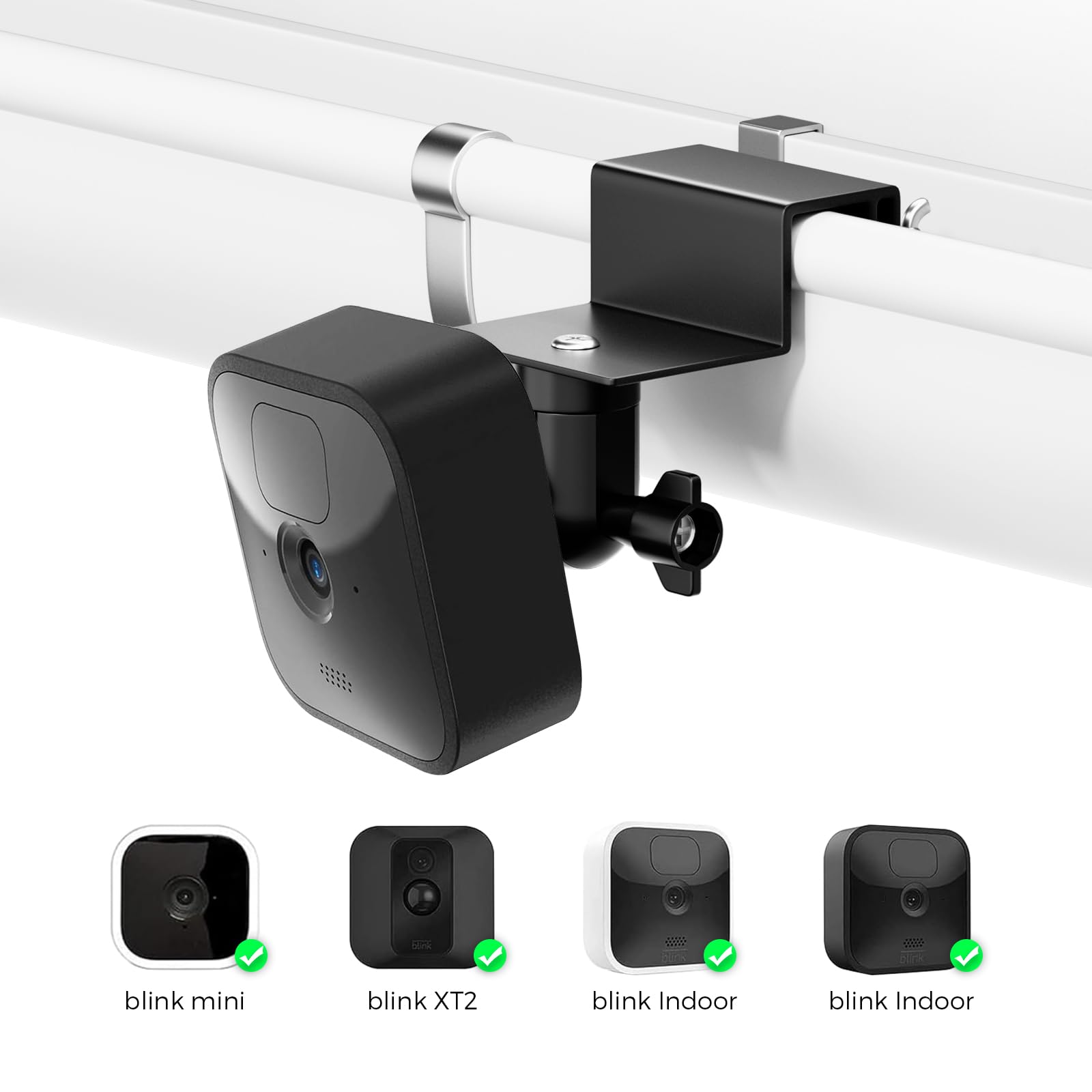 Uchwyt na rynnę dachową, uchwyt na kamerę, do All-New Blink Outdoor 4 (4. generacji)/(3. generacji)/Blink XT/XT2/Blink Mini/Blink do kamer wewnętrznych, regulacja 360 stopni (czarny, 1 opakowanie)
