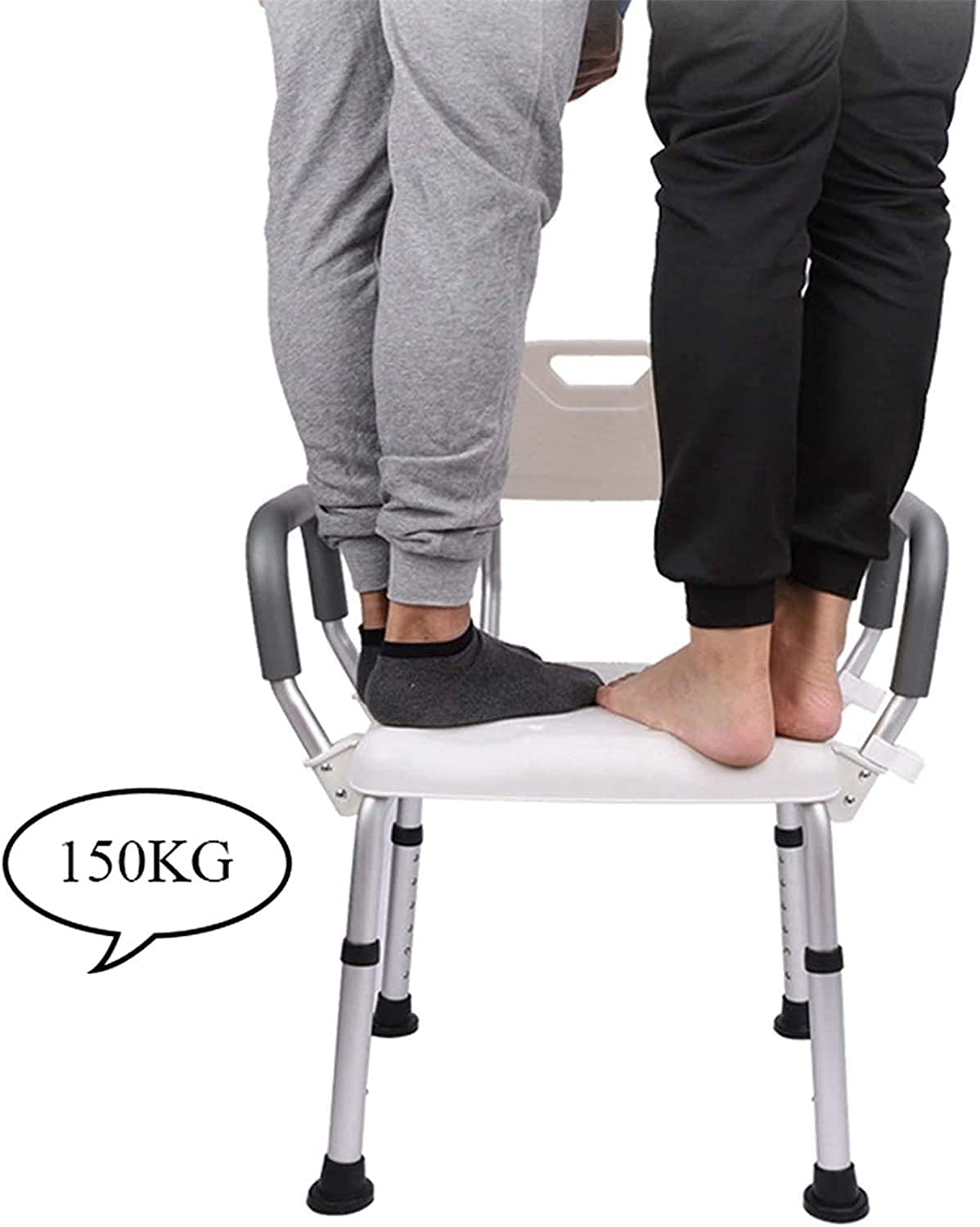 Taburete de Ducha Asiento de Ducha Silla de Ducha Regulable en Altura con Reposabrazos y Respaldo Asiento de Ducha Pesado Seguridad Antideslizante (C) (A) (A)
