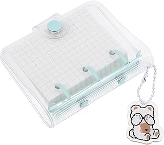 VILLCASE 1 Conjunto Mini Caderno Transparente Capa De Fichário De 3 Argolas Mini Fichário Bloco De Notas Mini Fichário De 3 Argolas Caderno De 3 Argolas Transparente Pvc Bolsos Pastas