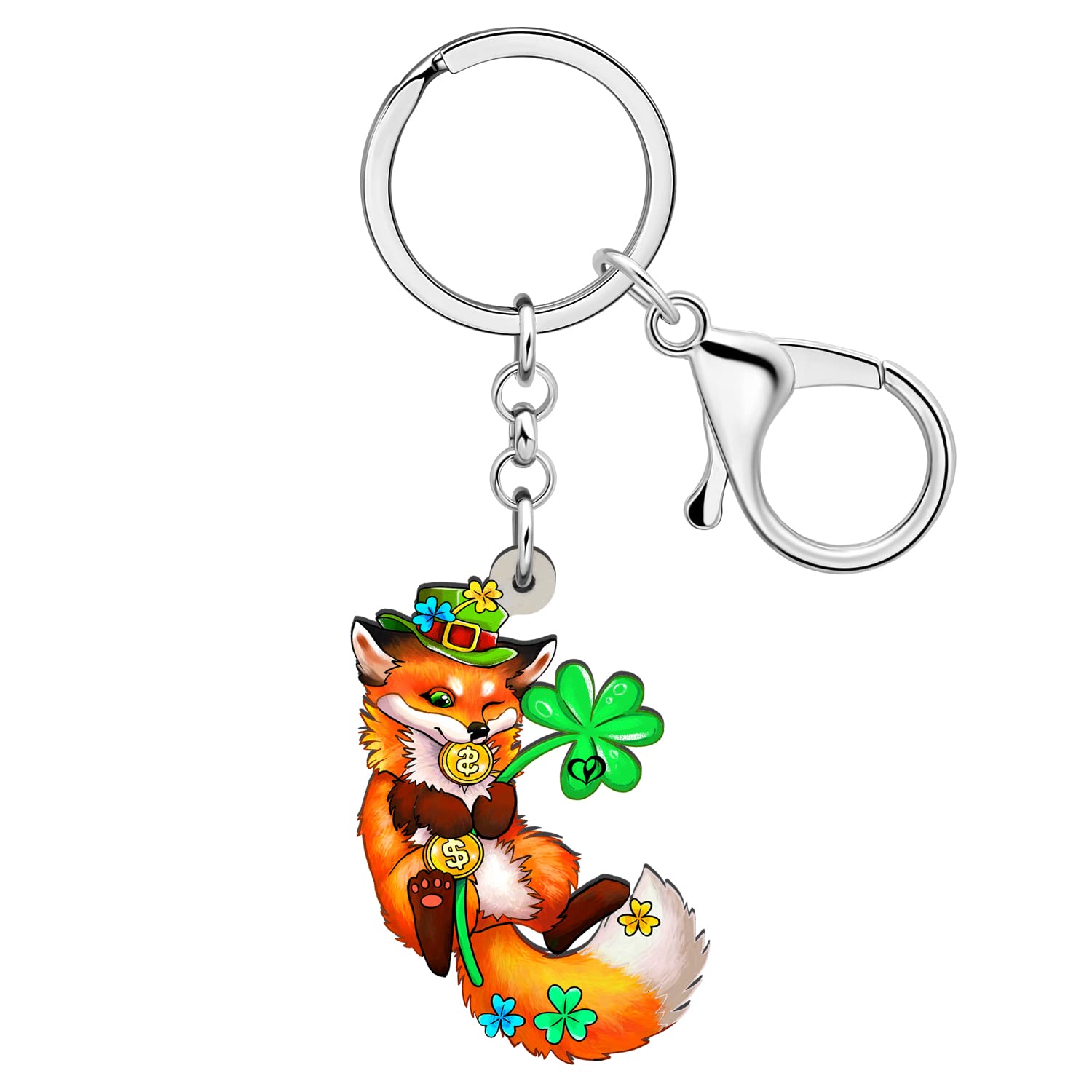 St. Patrick’s Day Acrylic Keychain — Cute Black Cat With Shamrock, Gift For Women, Irish Festival Party Favors