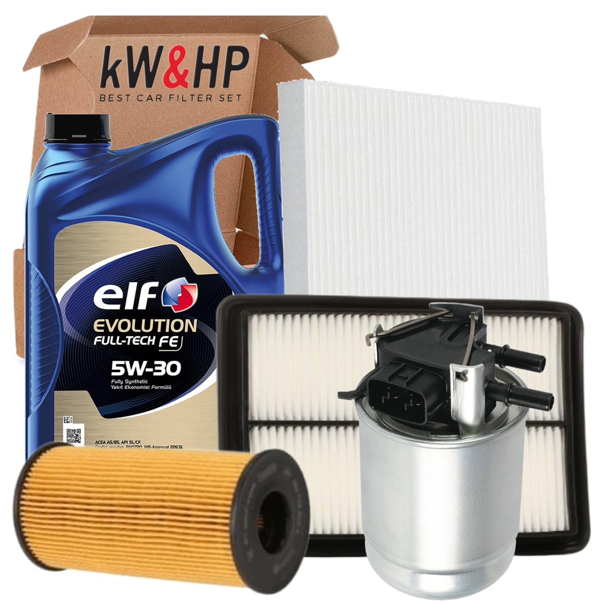 KIT TAGLIANDO 4 FILTRI + 5 LITRI OLIO MOTORE ORIGINALE 5W30 COMPATIBILE CON QASHQAI J11 1.5 DCI DIESEL (110 115 CV)
