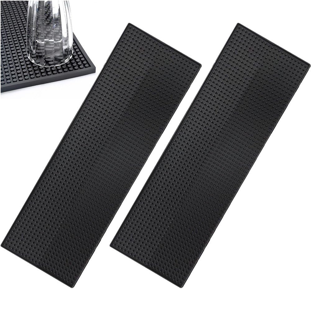 Tappetini Servizio Bar 2 Pezzi, Tappetino Bar Nero, 60x20 Cm, Tappetini Antiscivolo Per Bar Caffè Whisky Sottobicchieri, Tappetino Per Asciugare I Piatti, Tappetino Per Schizzi Per Bar, Cucina,