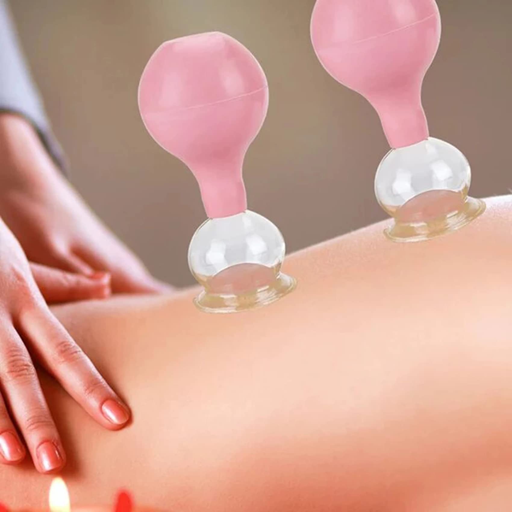 5 Piezas de ventosas de Vidrio con Cabeza de Goma, Juego de Terapia de ventosas, masajeador anticelulítico, masajeador de Espalda, para el Cuidado de la Piel, estrés y Alivio del Dolor