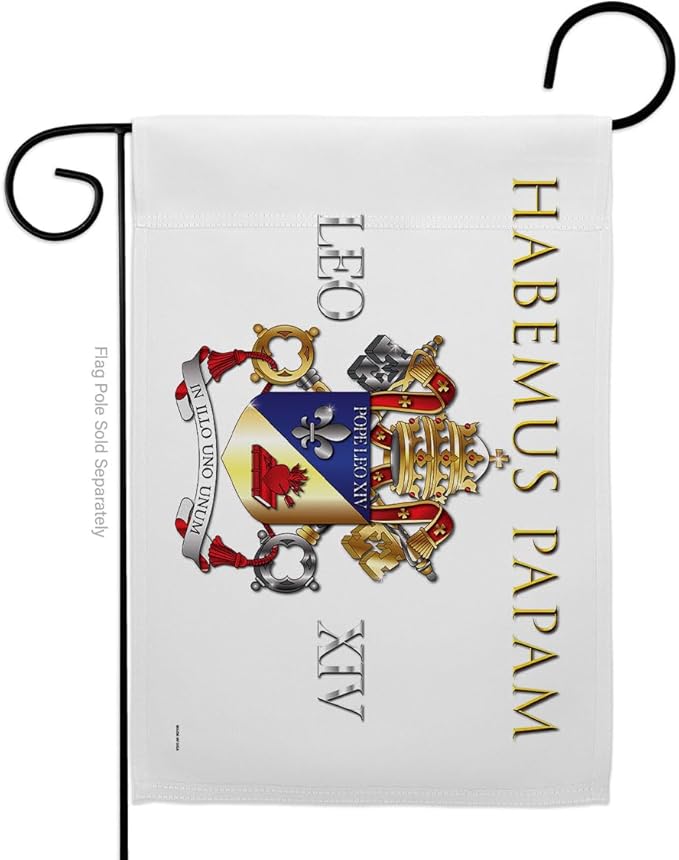 Coat of Arms Garden Flag Memorabilia Decor Religious Yard Sign Picture Print Habemus Papam Decorations American Papal Poster Vatican Canvas Roman Tapestry Catholic Gifts Made in USA