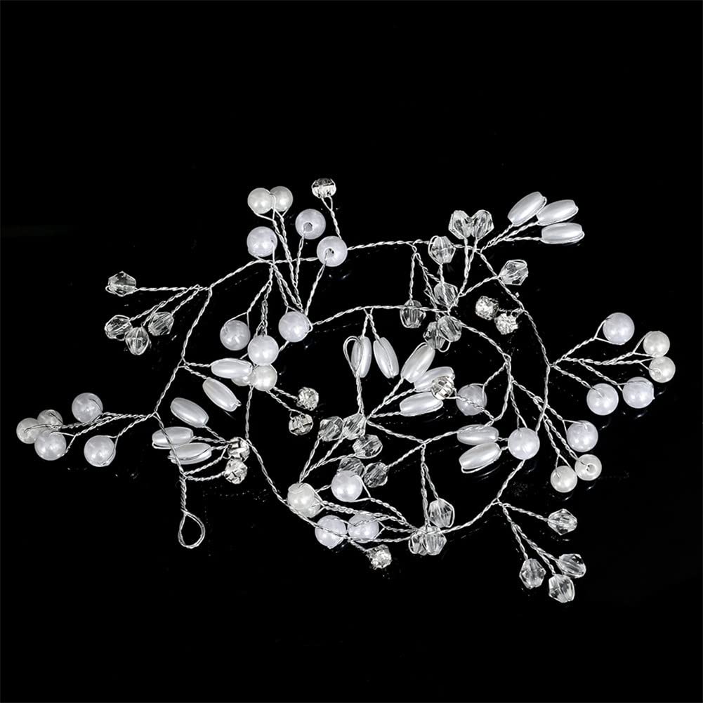 Kryształowa perłowa opaska ślubna, spinka do włosów, opaska na głowę, opaska na głowę dla druhny, diamentowe włosy, winorośl, stroik ślubny (srebrny 1)