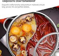Vista 4 de BESTonZON Stainless Steel Shabu Pot Chinese Hot Pot with Lid Dual Sided Yang Hot Pot Pot with Divider Dual Sided Stockpots Induction Cooktop Gas