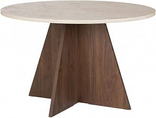 Hanah Home Stilvoller Esstisch, 120 cm, Travertin & Venezia-Nussbaum, 25 mm melaminbeschichtet, Tragkraft 60 kg | Modernes Design