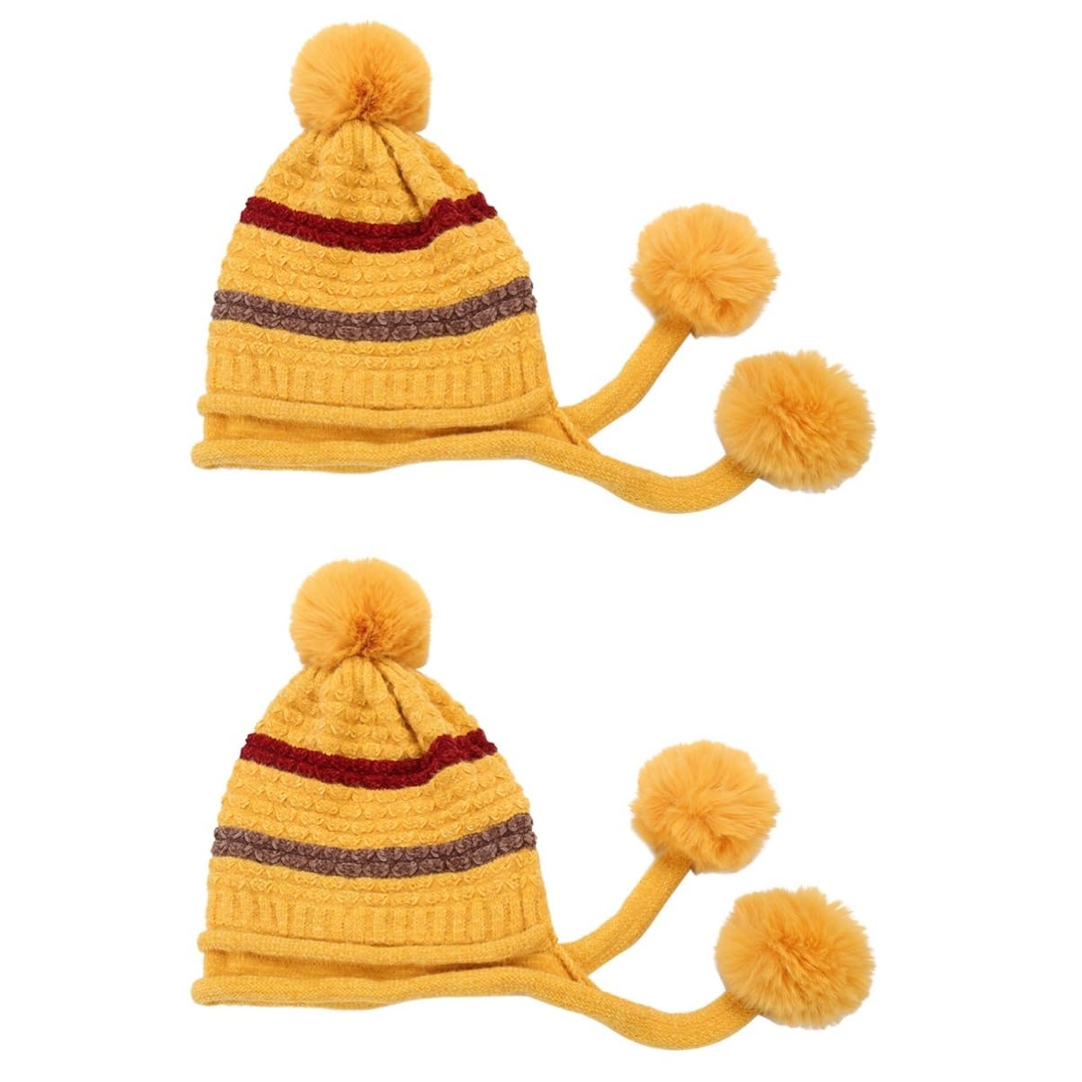 LIFKOME 2piezas Gorro De Lana Para Mujer y Cómodo Para Esquí y Actividades Al Aire Invierno Color Amarillo