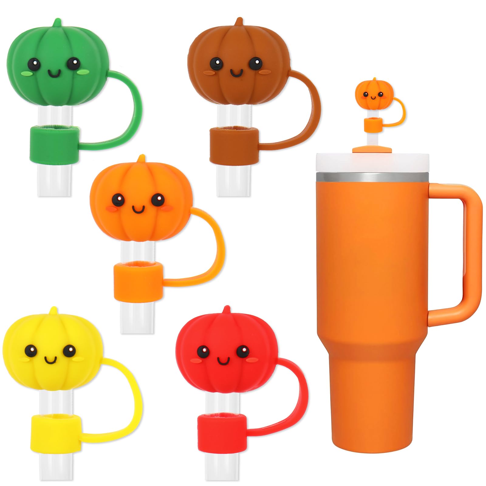 Capuchon de paille 10 mm citrouille en silicone réutilisable automne