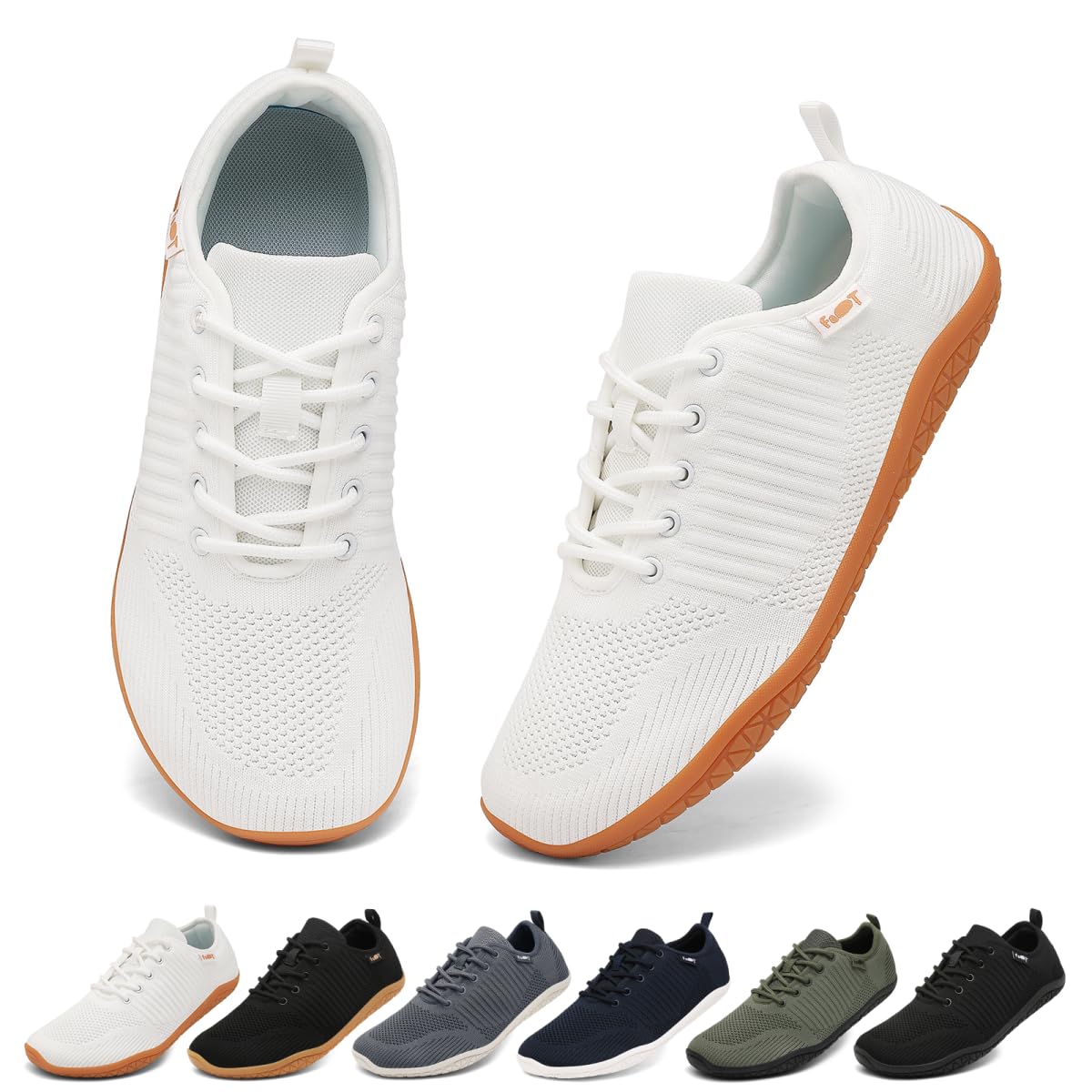 Geweo Barfußschuhe Herren Damen Breiter Zehenbox Zero Drop Sneaker Gr.37-47 | Atmungsaktives Obermaterial Leichte Flexible Sohle Rutschfester Grip für Laufen Fitness Wandern Freizeit