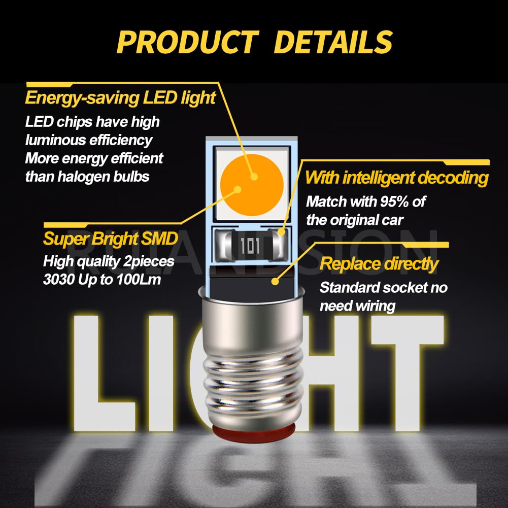 Ruiandsion 20PCS Lampadine LED E5 per Impianti Ferroviari in Miniatura, con Attacco E5.5, 3000K Bianco Caldo, 100LM, AC/DC 12V, Chip LED 3030, per Locomotive Modellistiche