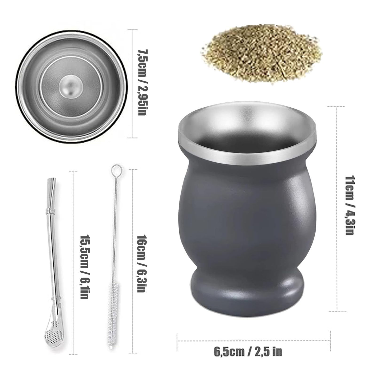 YAMSLAM Tazza Yerba Mate, Set Da Tè Yerba A Doppia Parete, Tazza