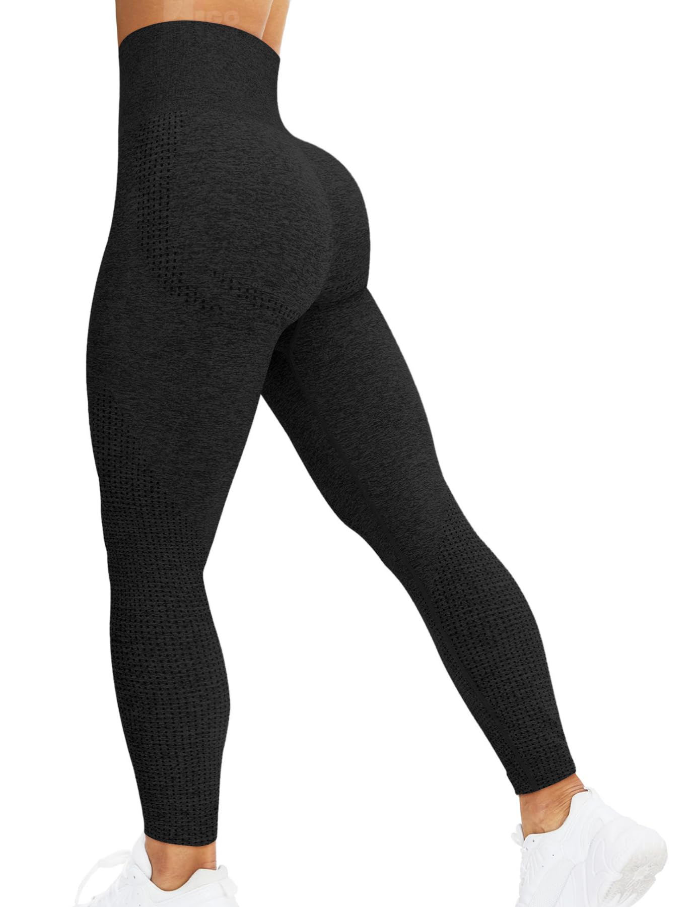 Leggings sin costuras para mujer, con contorno de sonrisa, cintura alta, para entrenamiento, gimnasio, yoga, #4 Negro