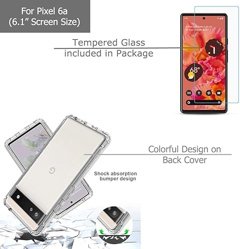 Miniatura 2 de Funda de teléfono a prueba de golpes compatible con Google Pixel 6a, con protector de pantalla de vidrio templado -Astronaut