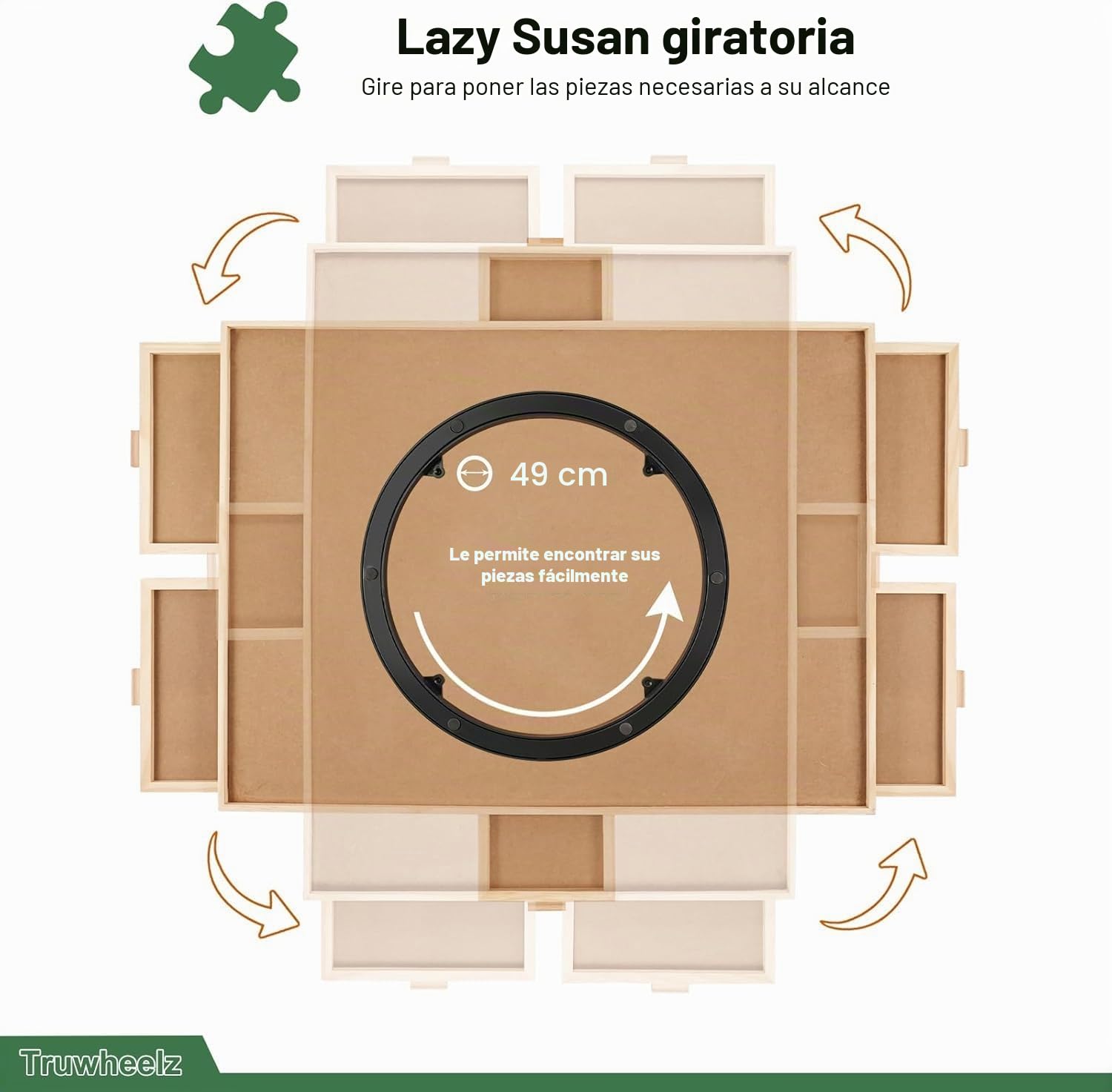 Tabla de rompecabezas giratoria de 2000 piezas con 6 cajones y cubierta, mesa de rompecabezas portátil de madera de 72,4 x 102 cm para adultos, Lazy Susan Spinning Puzzle Boards Mamá