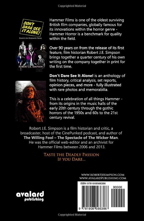 Essays on Hammer Films comprendre les secrets des films d'épouvante