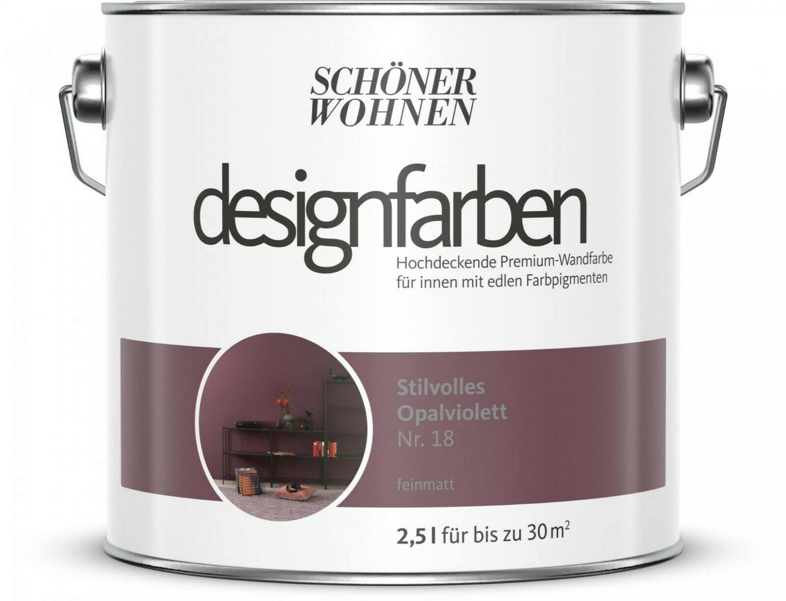 Schöner Wohnen designfarben feinmatte Wandfarbe für innen 2,5 Liter mit go/on Rollen-Set 5-tlg (Nr 9 Weiches Strandbeige)