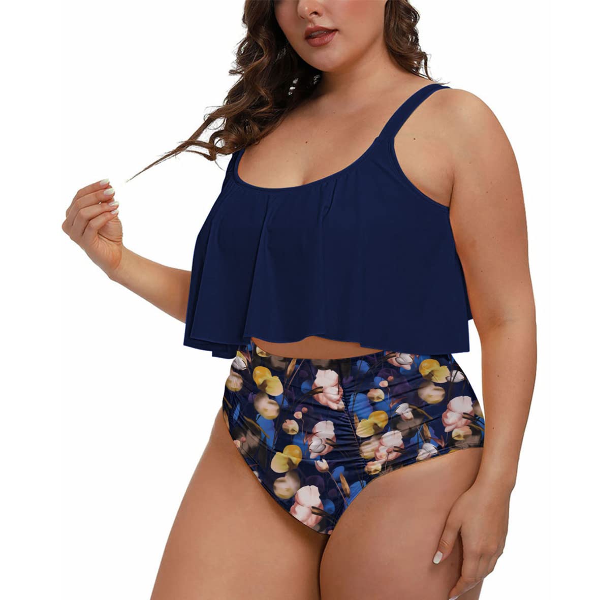 Pink Queen Conjunto de tankini para mujer talla grande 2 piezas control abdomen