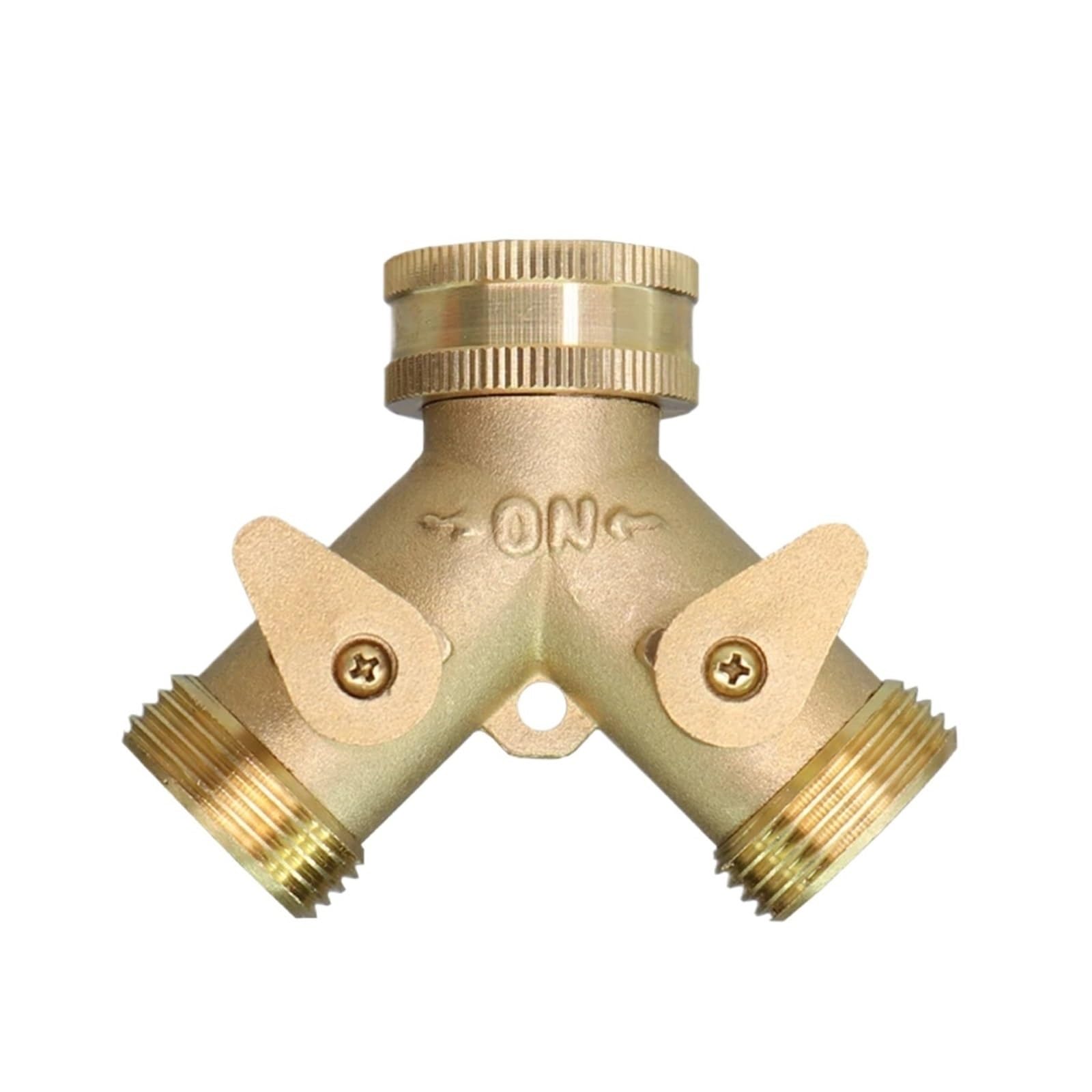 Divisor de manguera para grifo, Adaptador de conector manguera tipo Y for grifo, bola bidireccional latón amarillo 3/4 pulgadas(Yellow a)