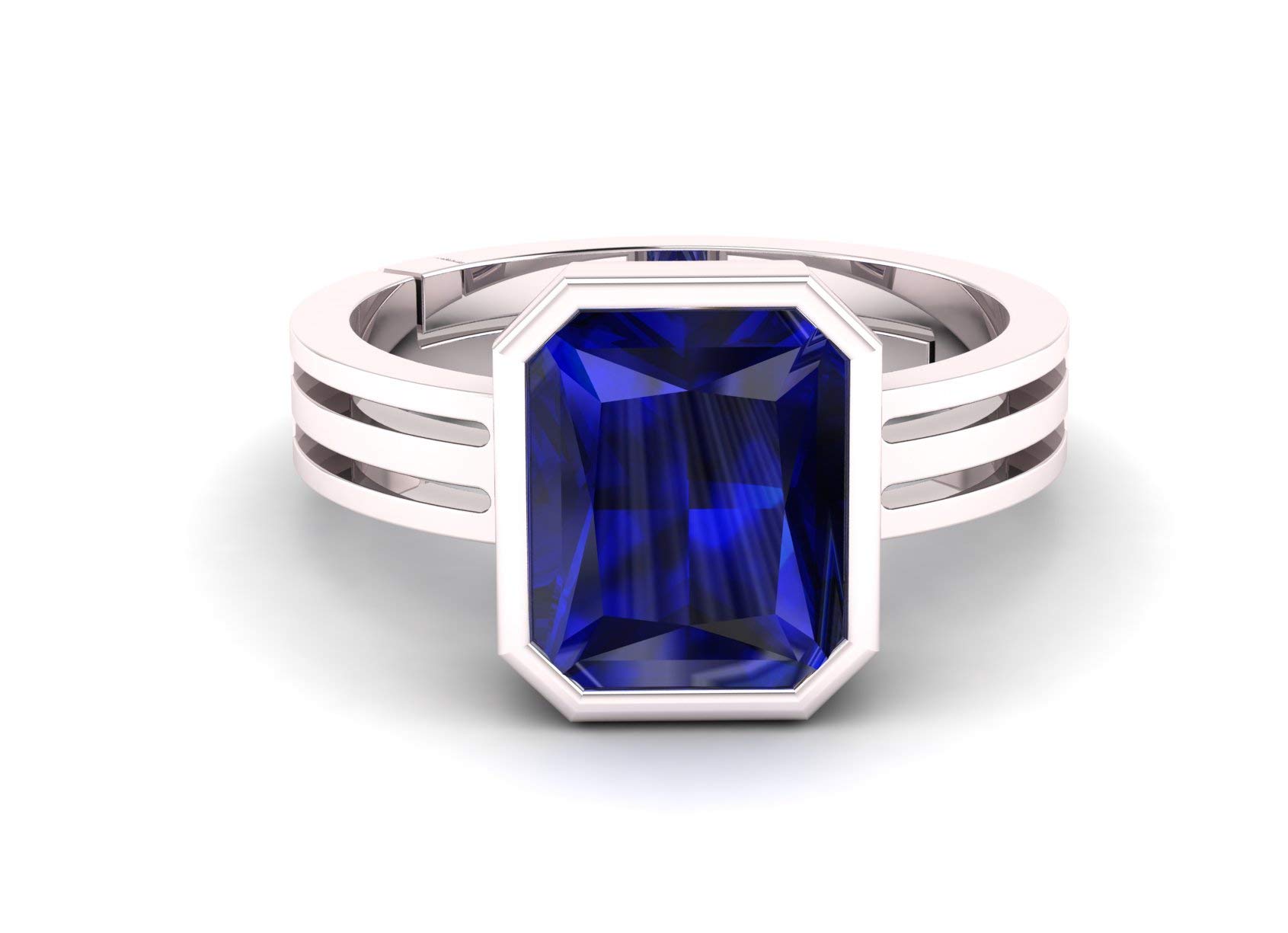 Unheated Untreatet 11.25 Ratti 10.00 Carat AAA+ Quality Natural Blue Sapphire Neelam Silver Plated Adjustable Gemstone Ring for Women's and Men's (Lab - Certified)-image-34