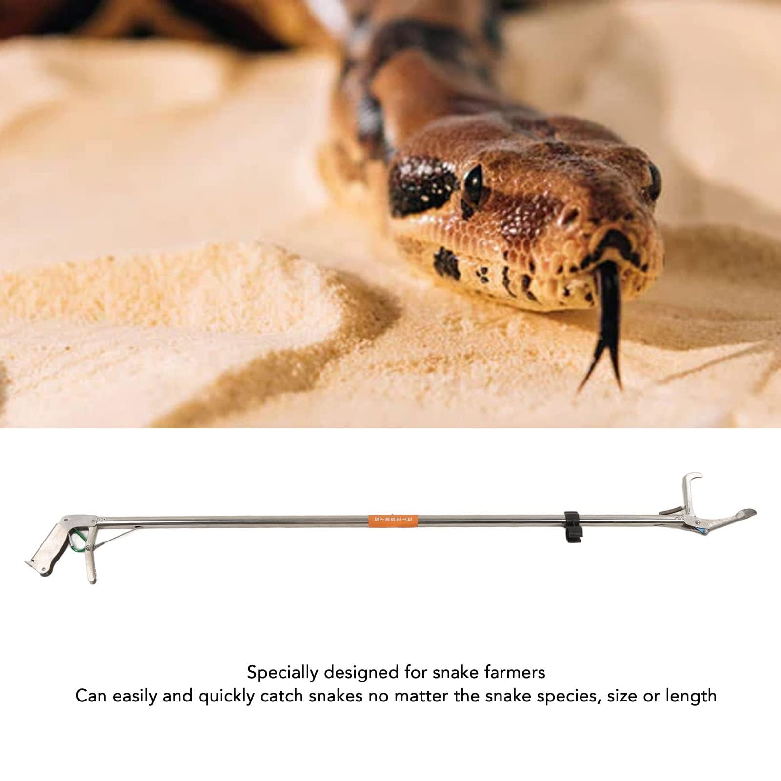 Pinza per Serpenti, Rettile in Acciaio Inossidabile Bastone Pieghevole Autobloccante Forte Strumento di Manipolazione del Serpente Catcher Sicuro per Allevatori di Serpenti