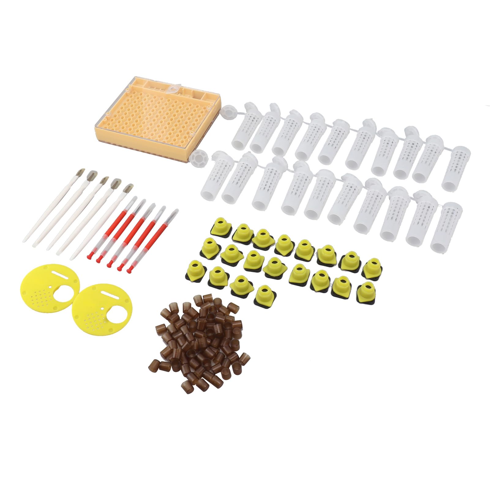 Jeffergarden Kit de Greffage Apicole, Système d'Élevage de Reines en Plastique, Coupelles de Cellules pour Apiculteurs Professionnels, Boîte de Culture Efficace pour Abeilles Reines
