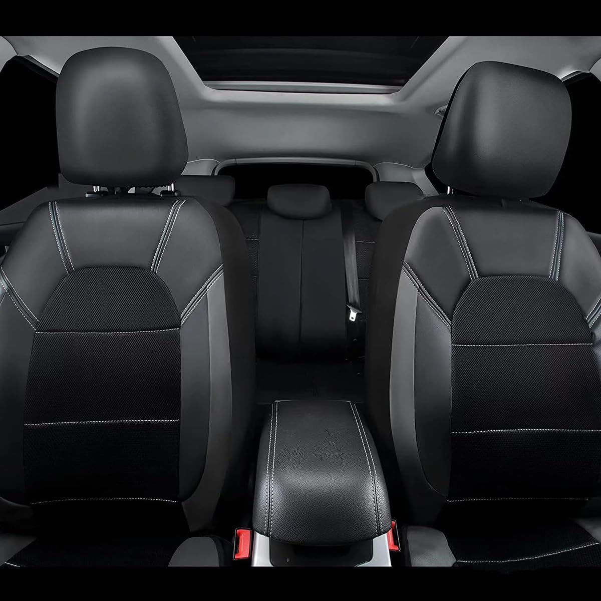 LVTFCO Cuero Fundas ​Asientos Coche para Citroen Berlingo/Bx/C1/C2/C3, Impermeable Transpirable Delanteros Traseros Juegos Completo Juegos Cubreasientos, Grey