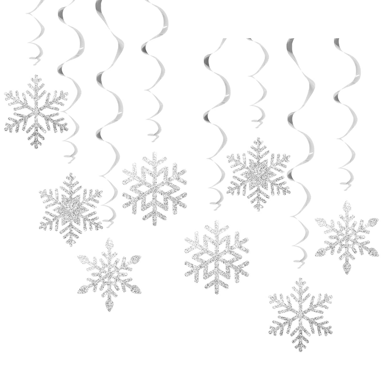 Of 8 Seasonal Snowflake Swirls Adornment Festival Snowflake Swirls Hanging Ornament for Christmas Home Accessory Festival Hanging Ornament