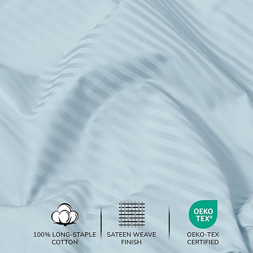 Miniatura 4 de Feather & Stitch - Juego de sábanas de damasco de 500 hilos, 100 % algodón, suaves, transpirables, 4 piezas de 18 pulgadas de profundidad, tejido de