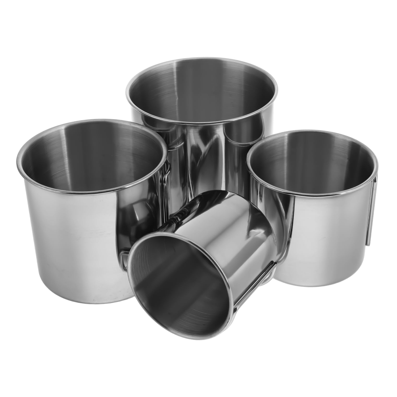 Hemobllo 4pièces Tasse De Camping Acier Inoxydable Avec Poignée Pliable Portable Pour Voyages Et Aventures Plein Air Ustensile De Cuisine Multifonctionnel