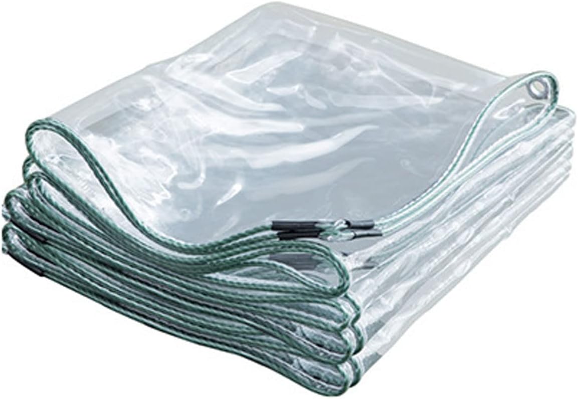 Transparent Tarp Waterproof with Grommet and Reinforced Edges 4.9x4.9ft, 13.7 Mil Foldable Heavy Duty Tarp Waterproof, Multi Purpose PVC Clear Poly Tarps, Clear Tarp for Patio