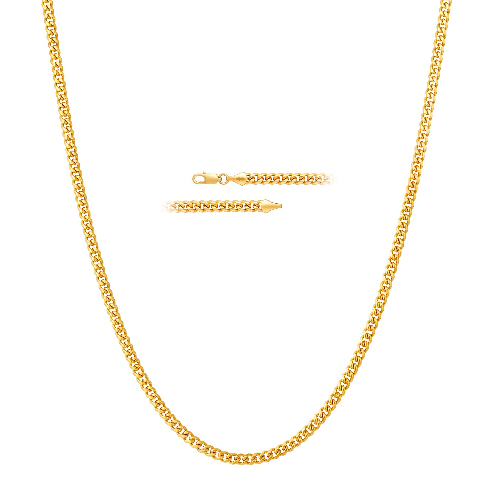 KRKC&CO Herren Kette mit Silberbeschichtung, 3mm/5mm Panzerkette mit Diamantschliff, Cuban Link Chains Kubanische Goldkette Silberkette, Nickelfrei Halskette, Geschenke für Männer, [Länge 45,7-66cm]