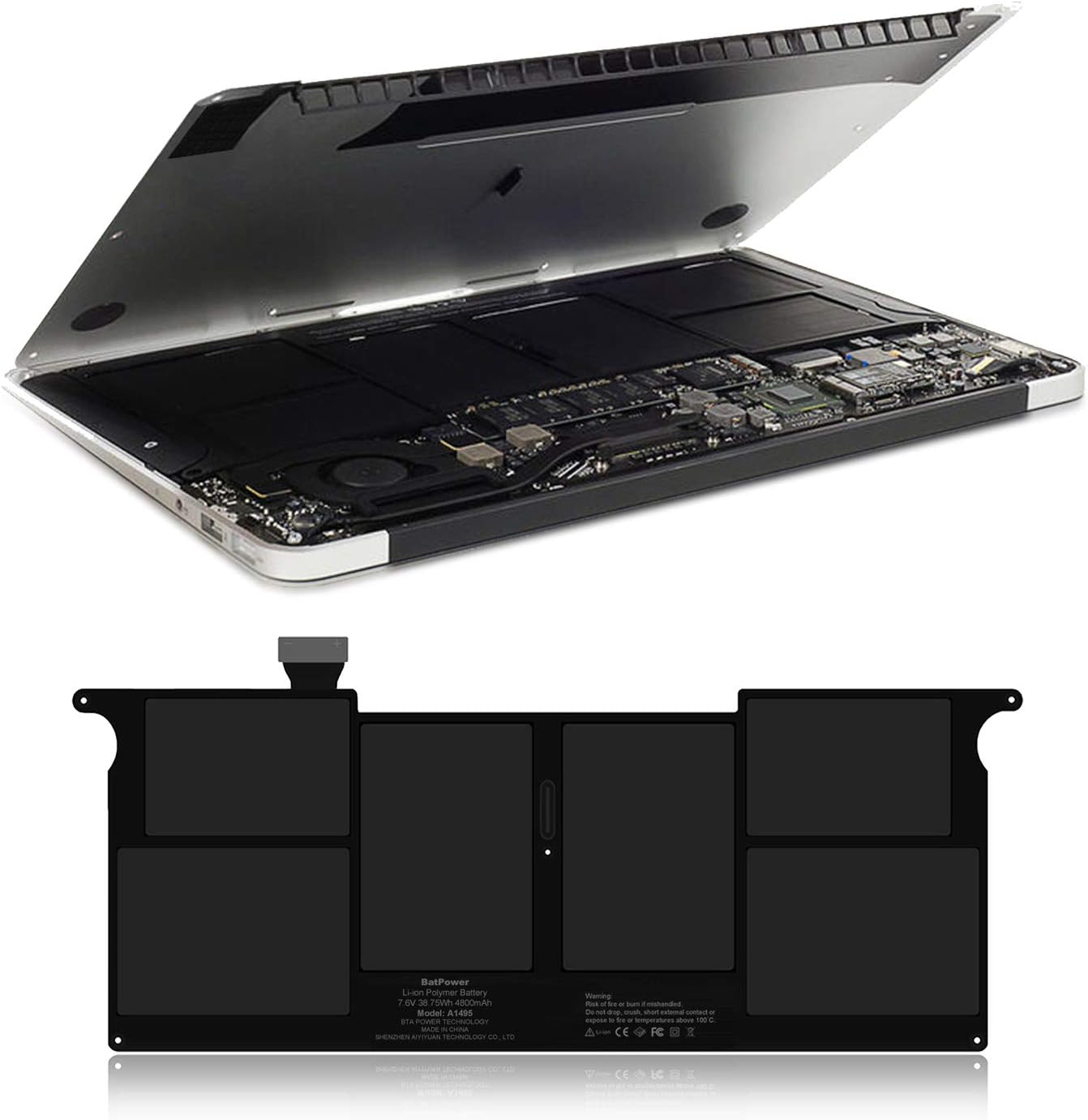 BatPower A1495 Replacement Laptop Battery for Apple Mid 2012 2013 Early 2014 2015 MacBook Air 11-inch A1465 EMC 2631 EMC 2924 Battery MacBook Air 11" A1465 Apple A1495 Battery 38.75Wh